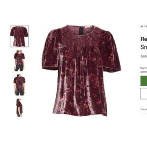 Rebecca Taylor Jewel Paisley Smocked Velvet Top (plum combo) Size 2